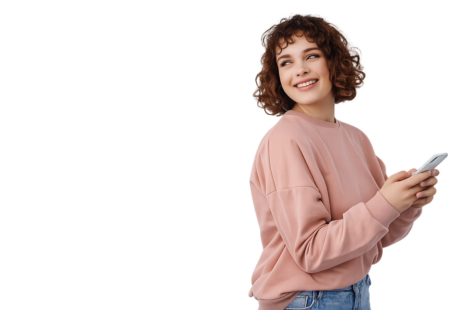 Customer checking phone